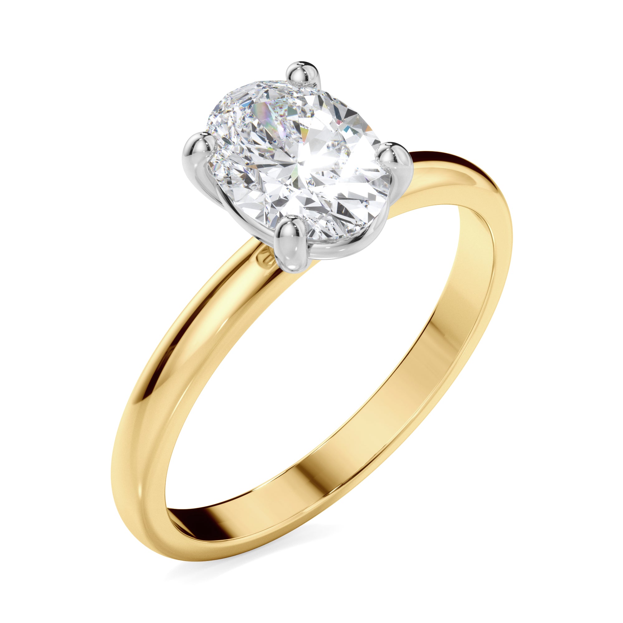 18ct Yellow and White Gold Oval Diamond Cut Engagement Ring