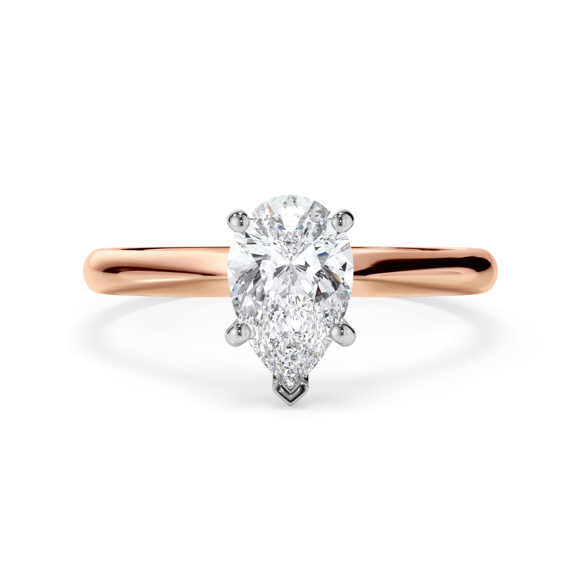 18ct Rose and White Pear Cut Diamond Engagement Ring