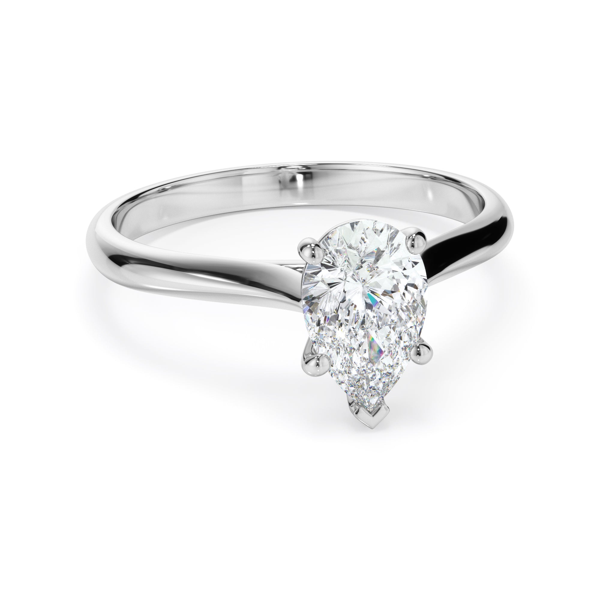 18ct White Gold Pear Cut Diamond Engagement Ring