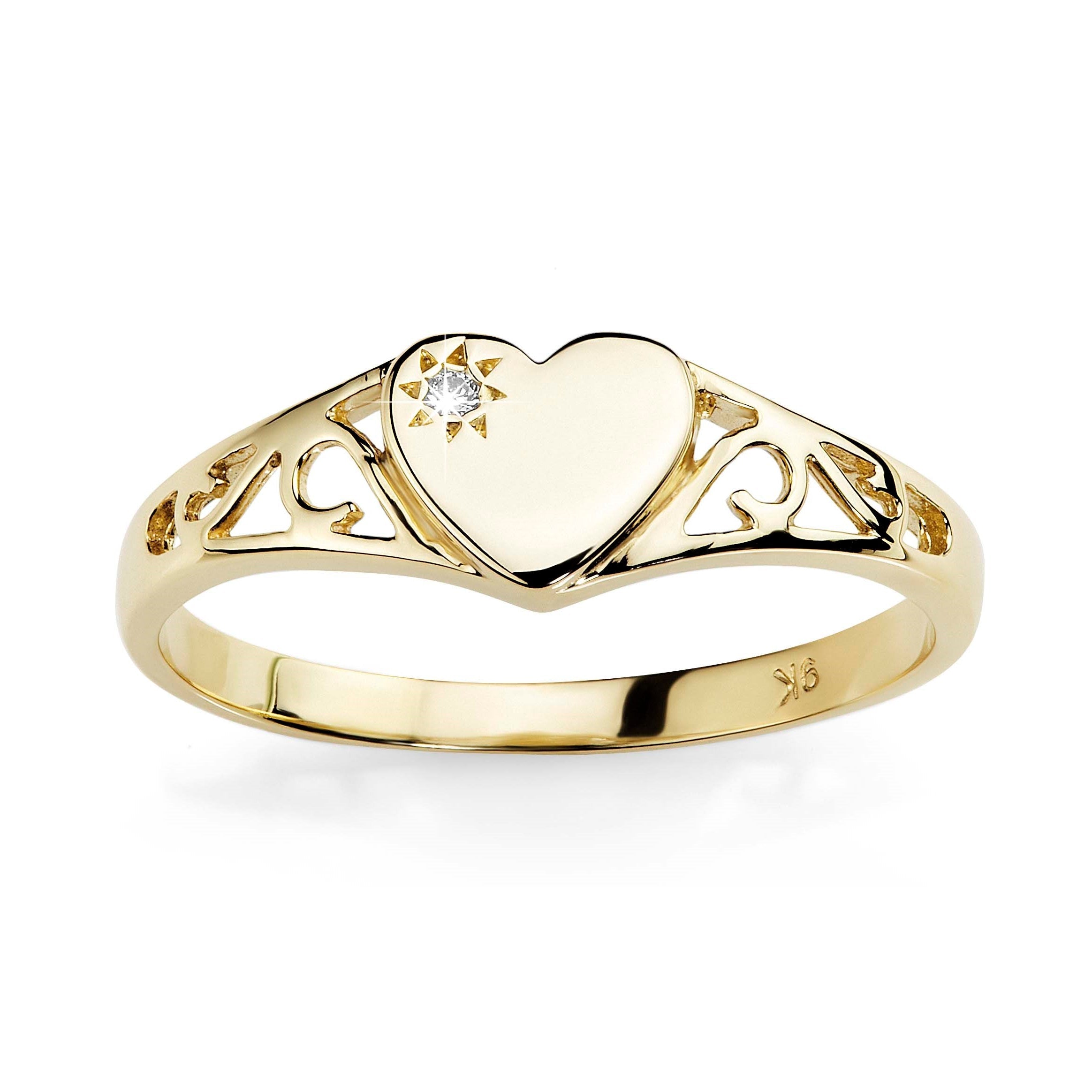 9ct Yellow Gold Heart Signet Ring