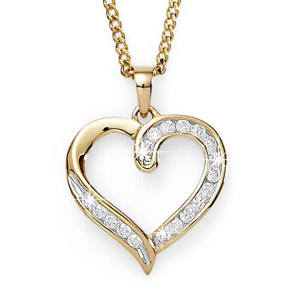 9ct Yellow Gold Diamond Heart Pendant