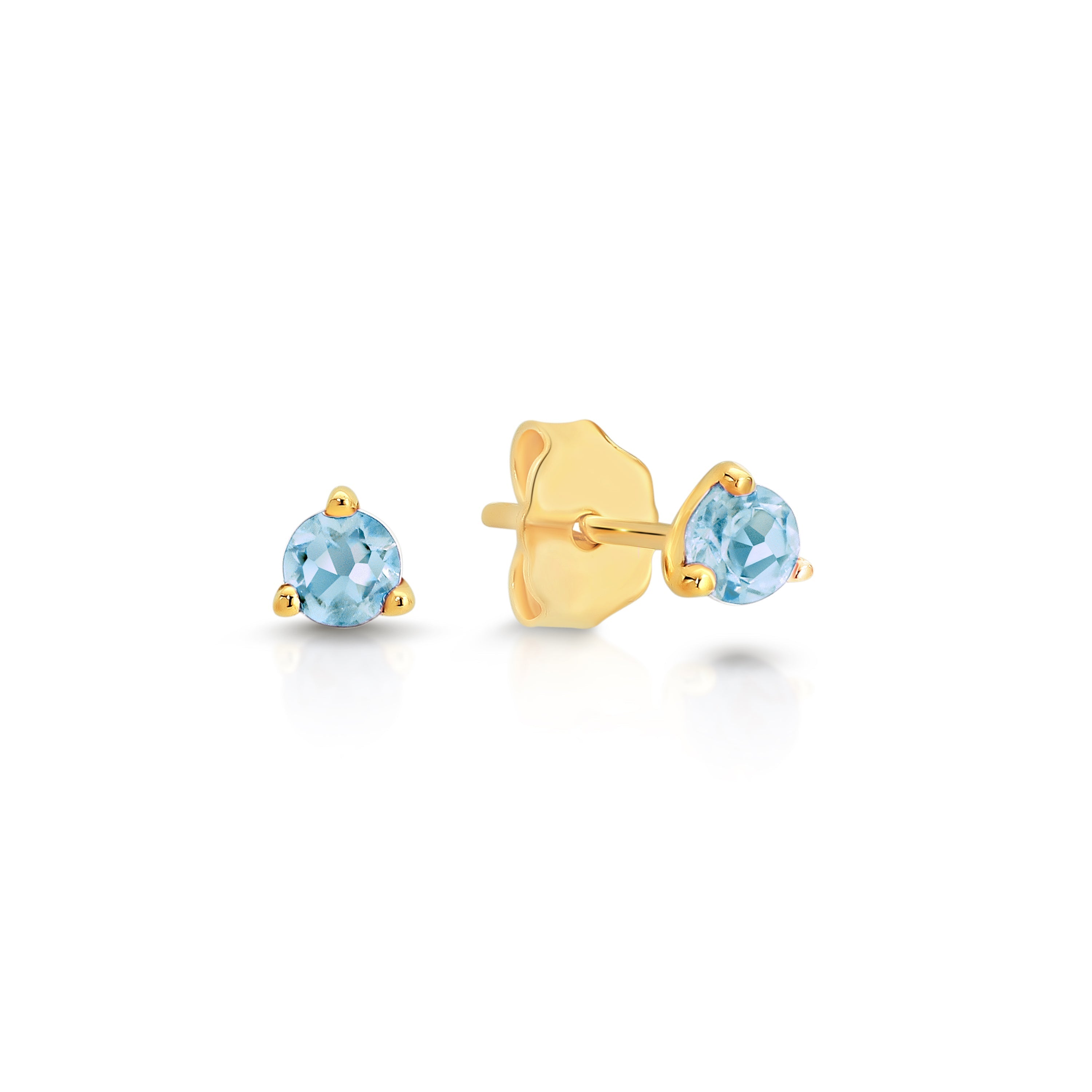9ct Yellow Gold Aquamarine Stud Earrings