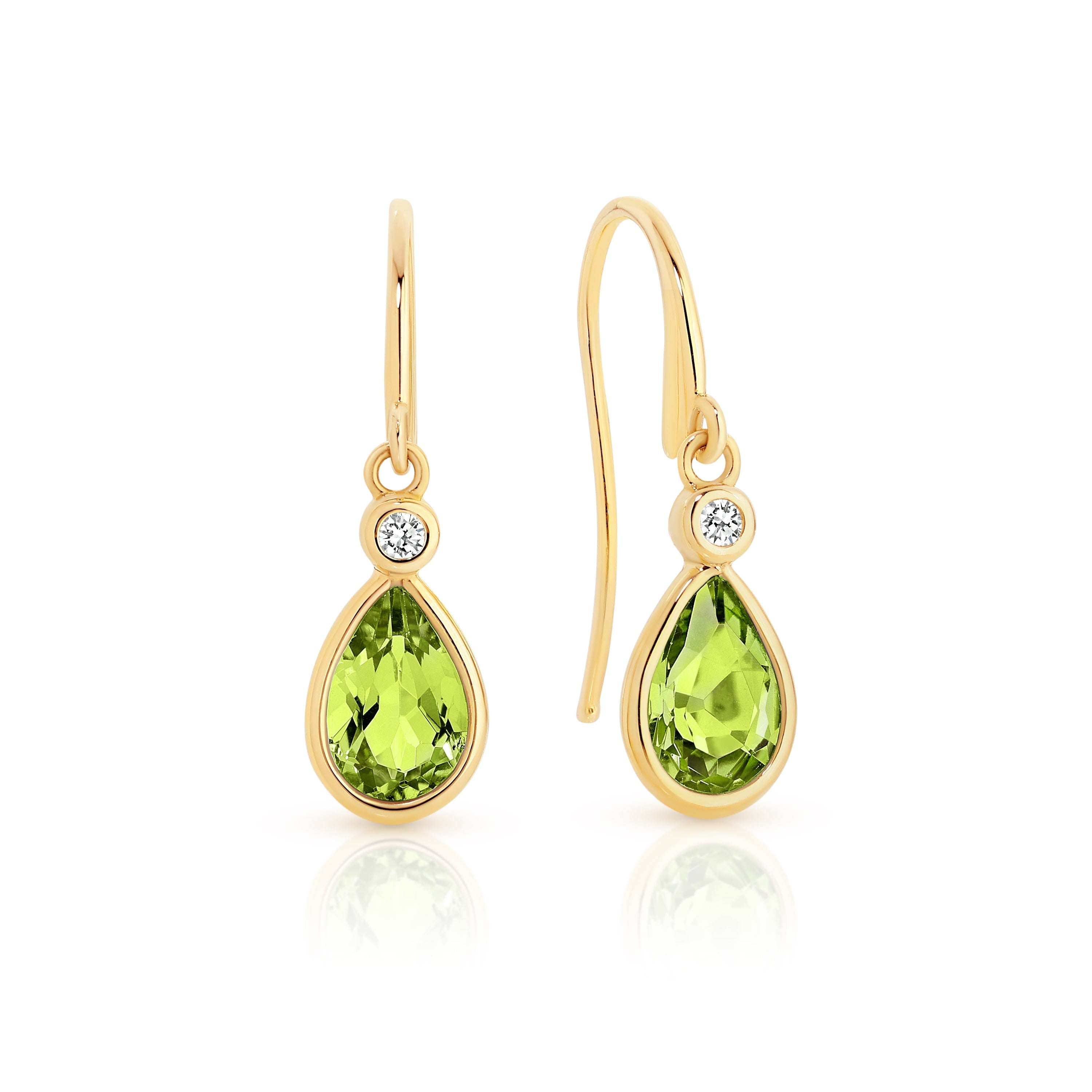 9ct peridot & cubic zirconia drop earrings