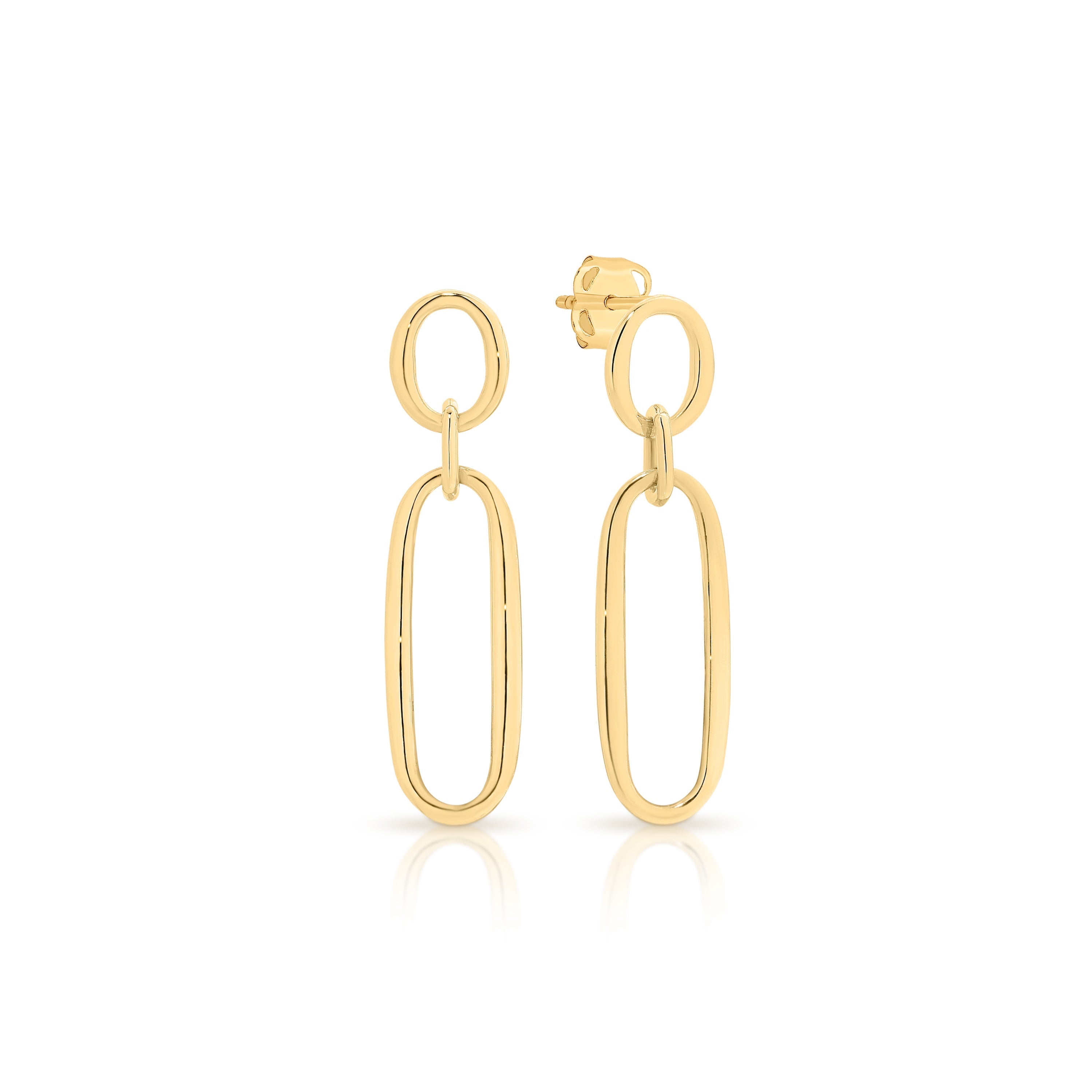 9ct Yellow Gold paperclip drop studs