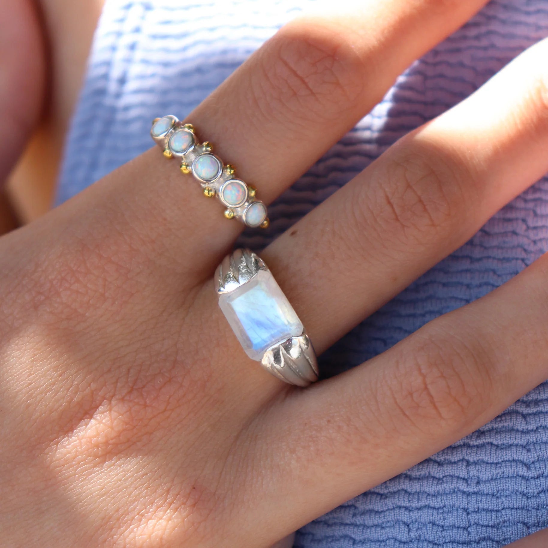 Toni May Opal Silver Band