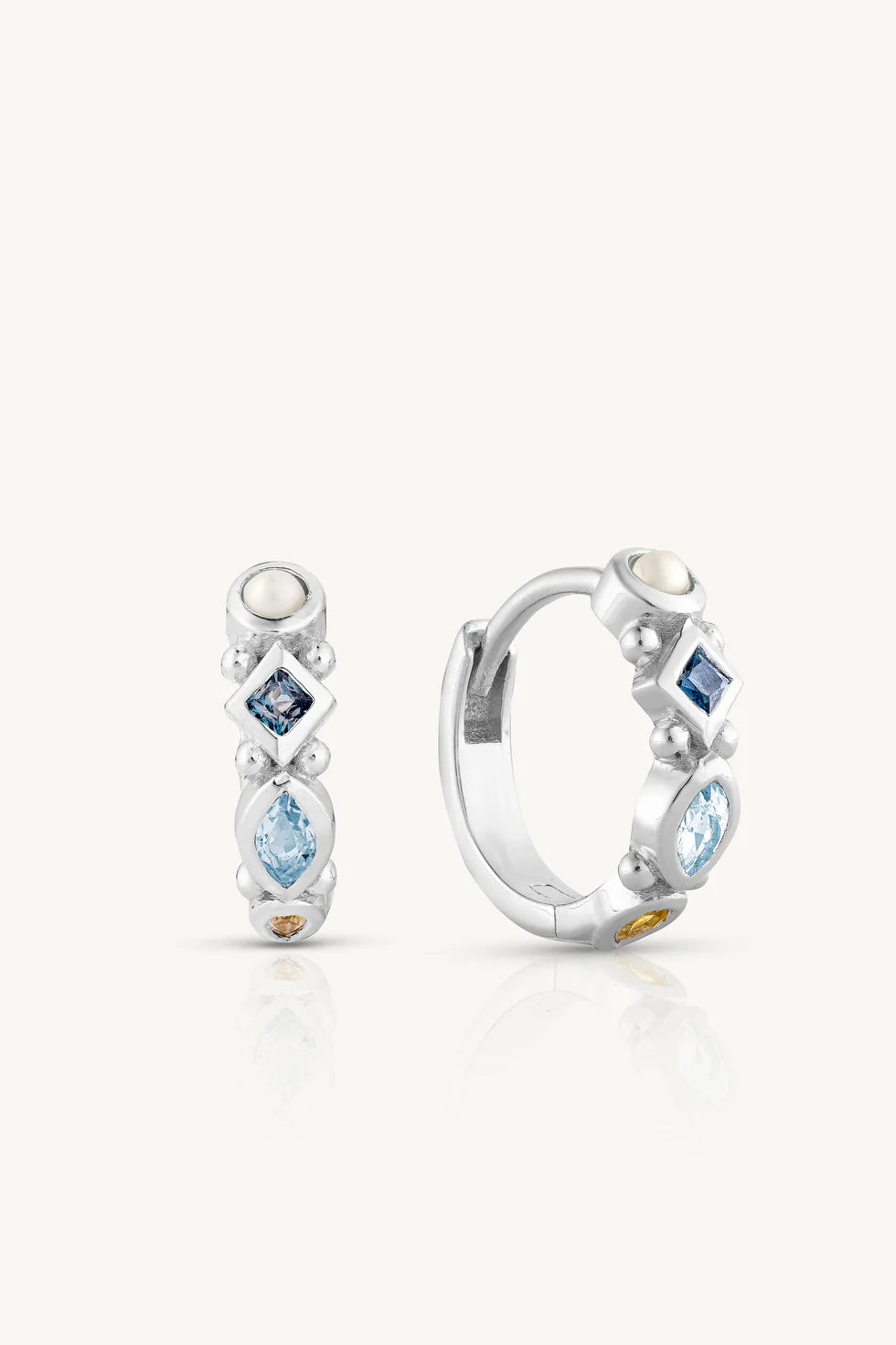 Toni May Alida Topaz Silver Huggies