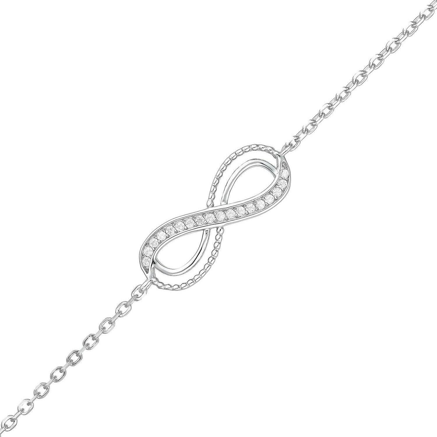 Rhodium Plated Sterling Silver Infinity Cubic Zirconia Bracelet