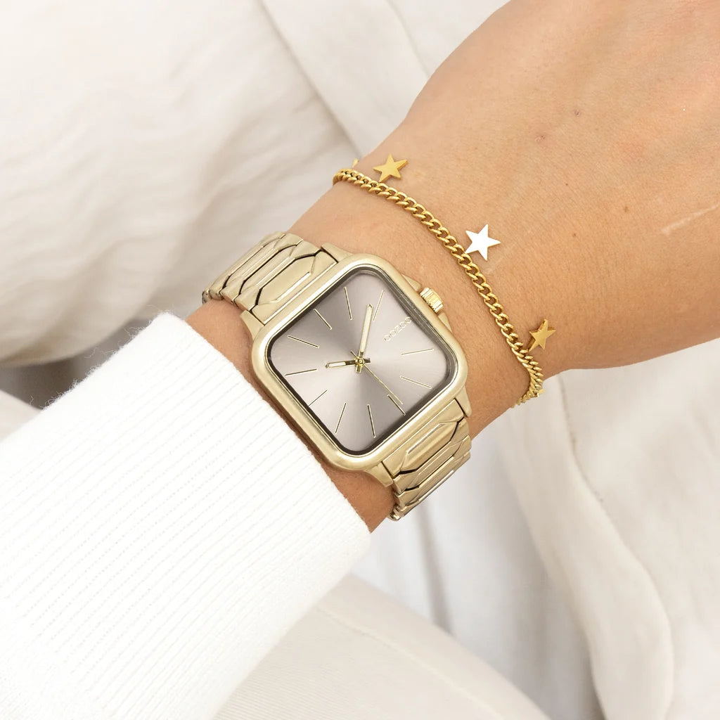 OOZOO Gold/Taupe Square Watch