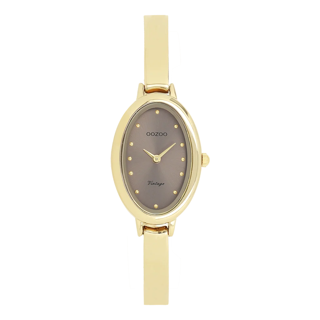 OOZOO  Gold/Taupe Oval Bangle Watch