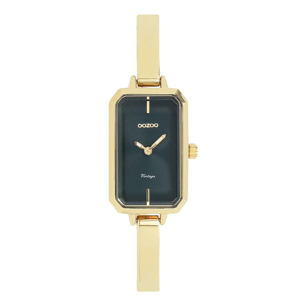 OOZOO Gold/Dark Green Rectangle Bangle Watch