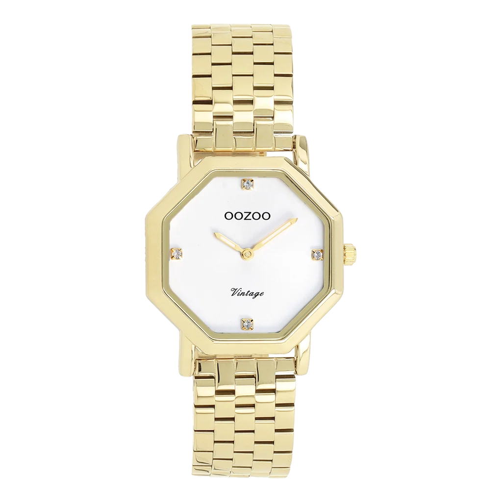 OOZOO Gold/White Hex Watch