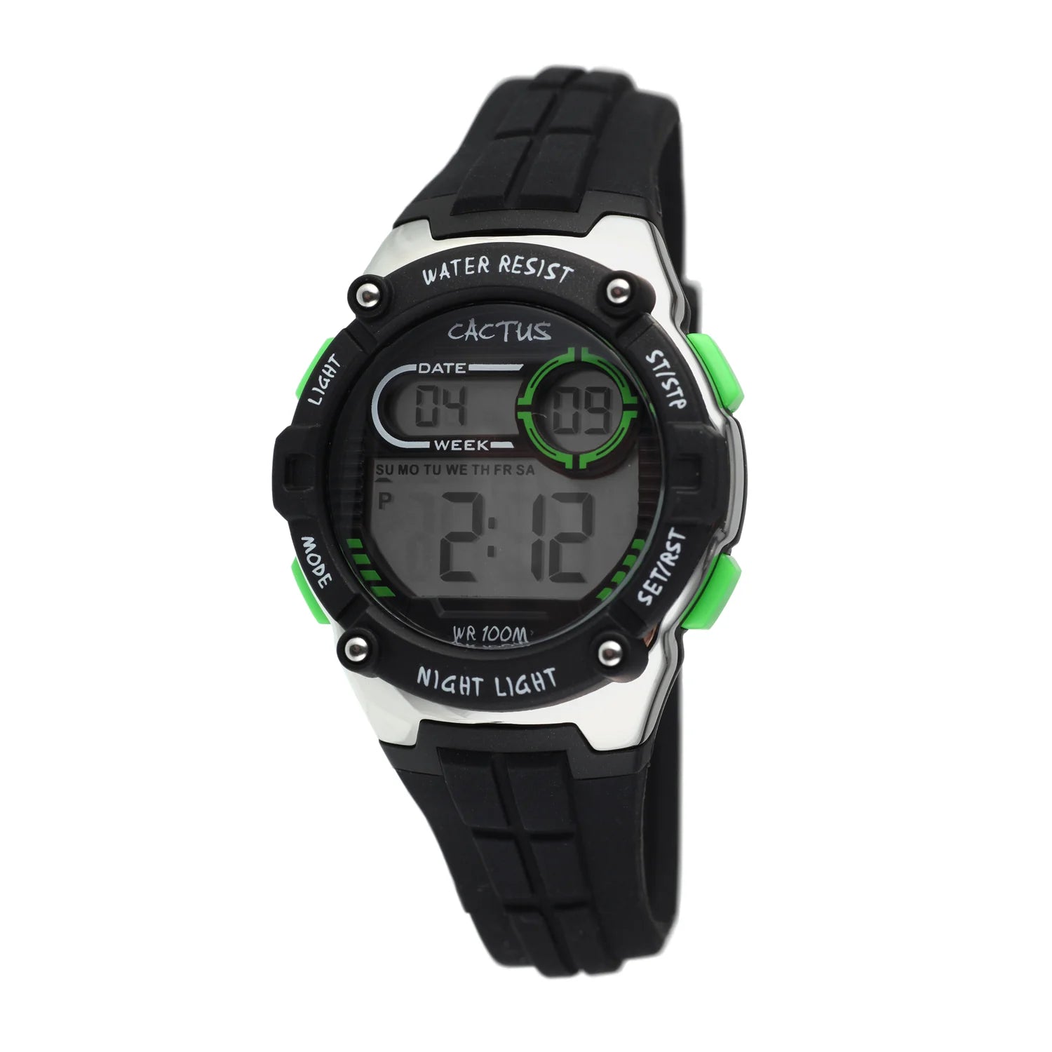 Cactus Galaxy - Kids Digital Watch - Black Green trim