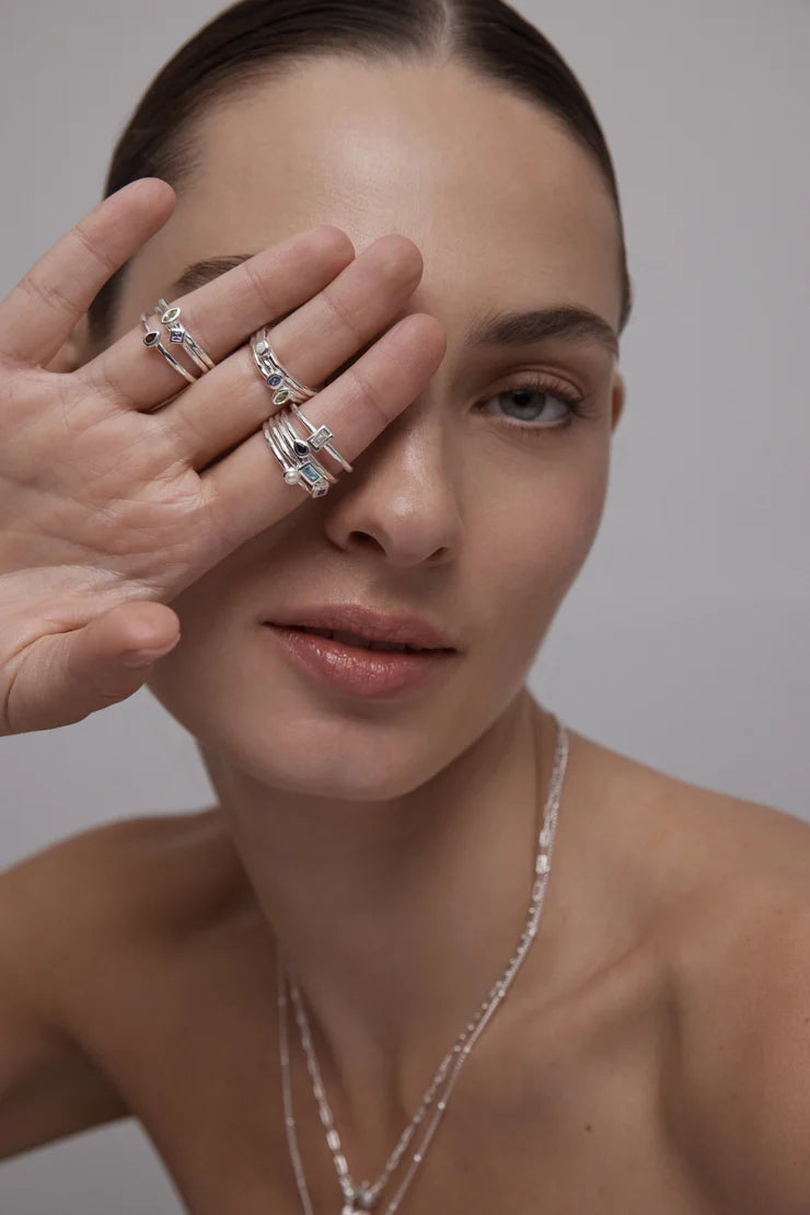 Toni May Petite September Sapphire Silver Stacker