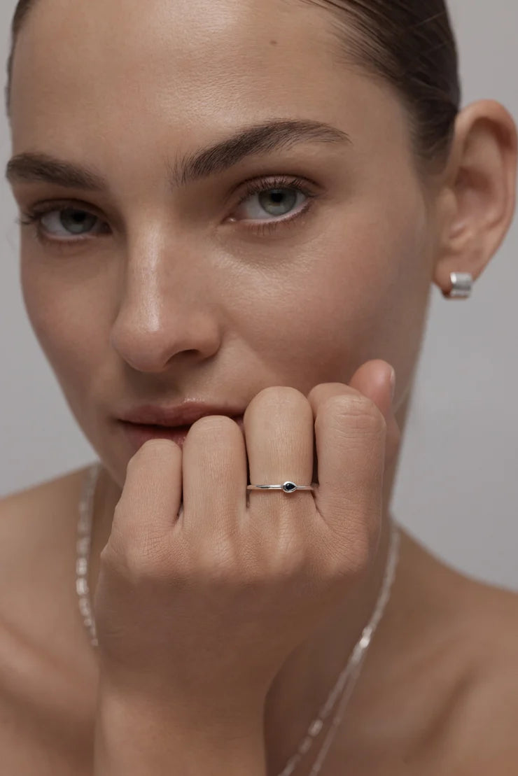 Toni May Petite September Sapphire Silver Stacker