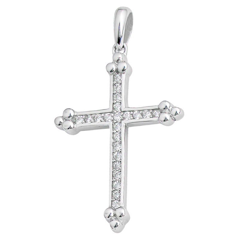 Rhodium Plated Sterling Silver Cubic Zirconia Set Pendant