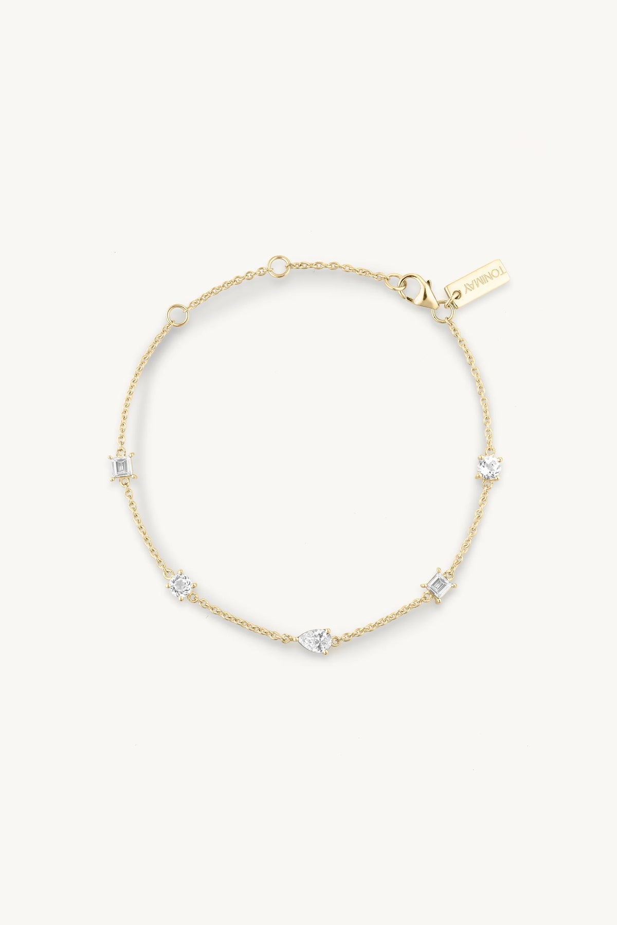 Toni May Clover White Topaz Gold Bracelet