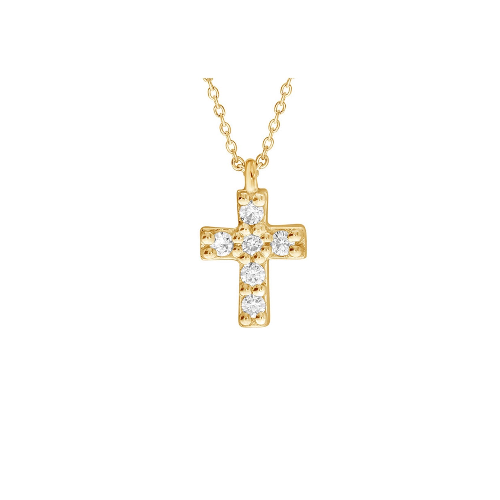9ct Yellow Gold Diamond Cross Pendant and Chain