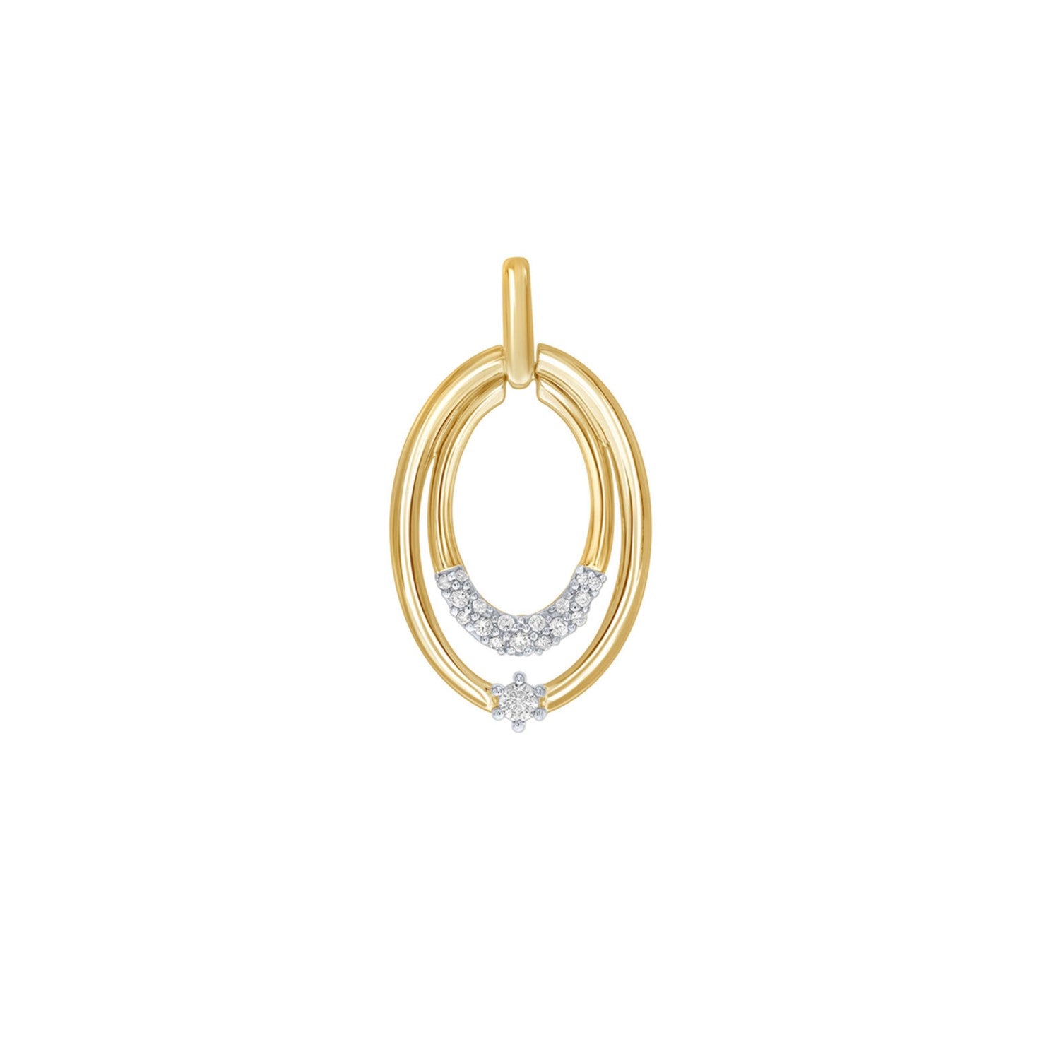 9ct Yellow Gold Double 0.13ct Diamond Pendant and Chain
