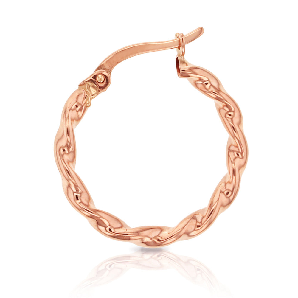9CT Rose Gold 2.5mm Twisted Hoops