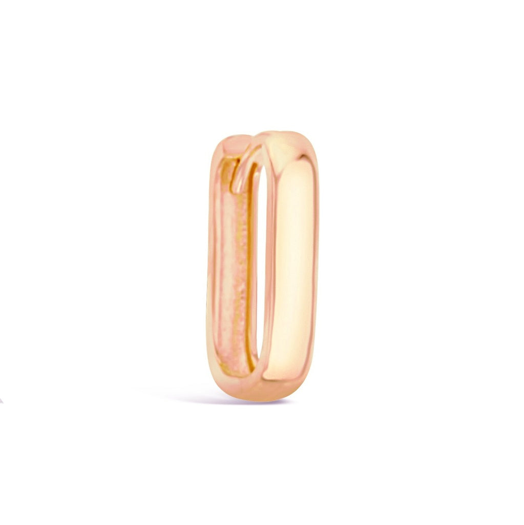 9CT Rose Gold Paperclip 12mm Rectangle Huggies