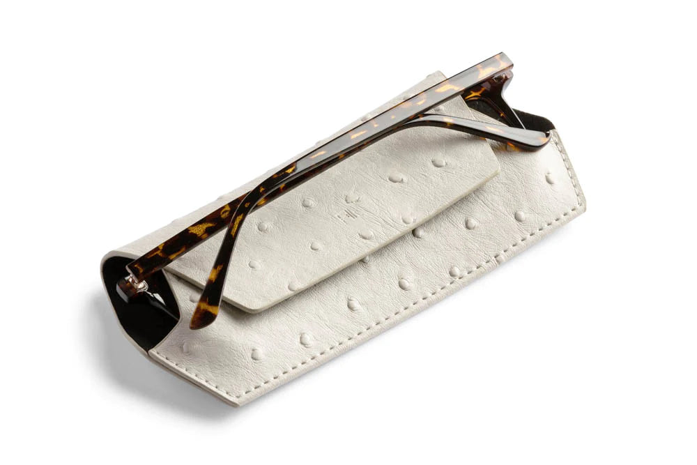 Fox and Leo Glasses Case Ostrich Print- Stone