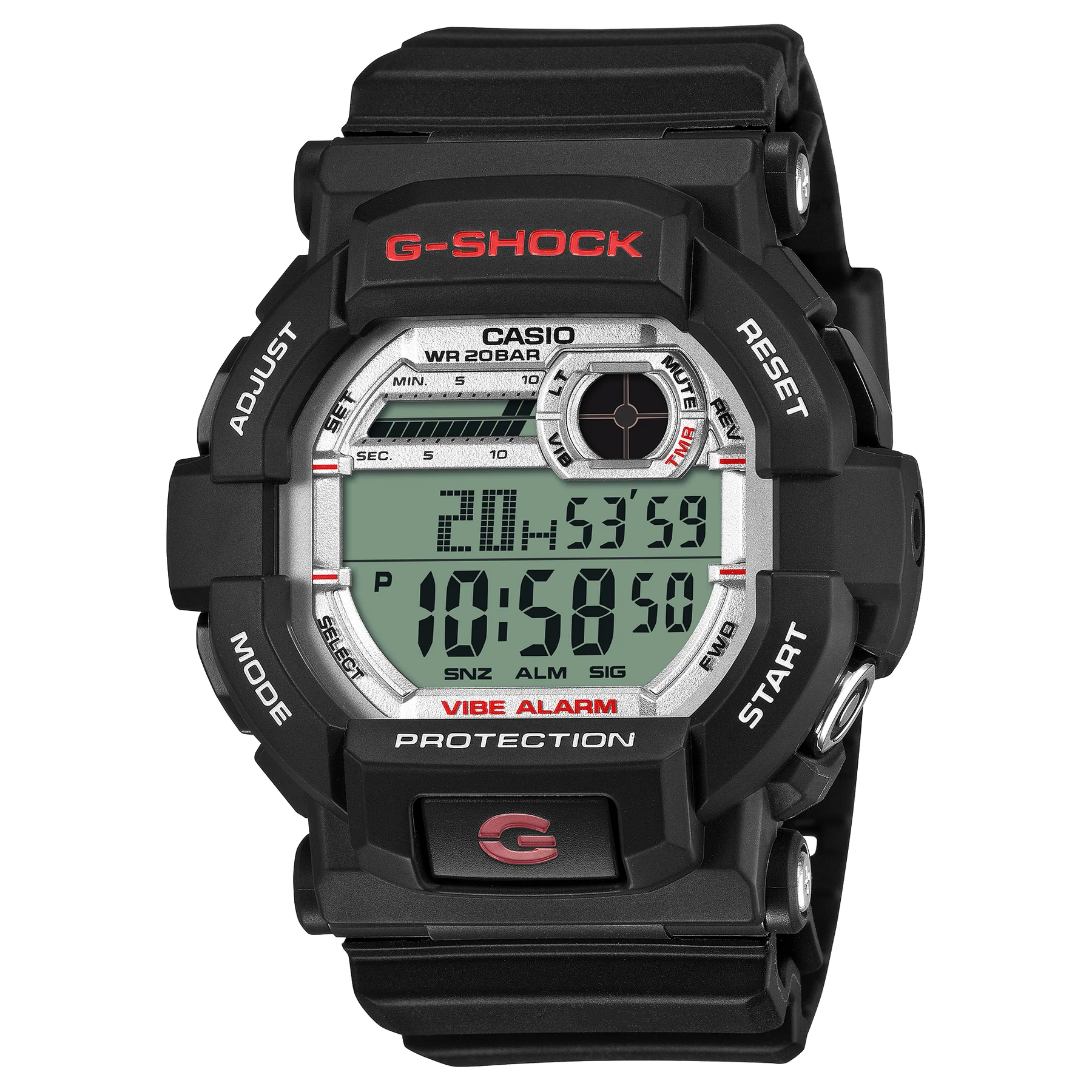 G-Shock Digital WHITE DIAL, BLACK RESIN BAND