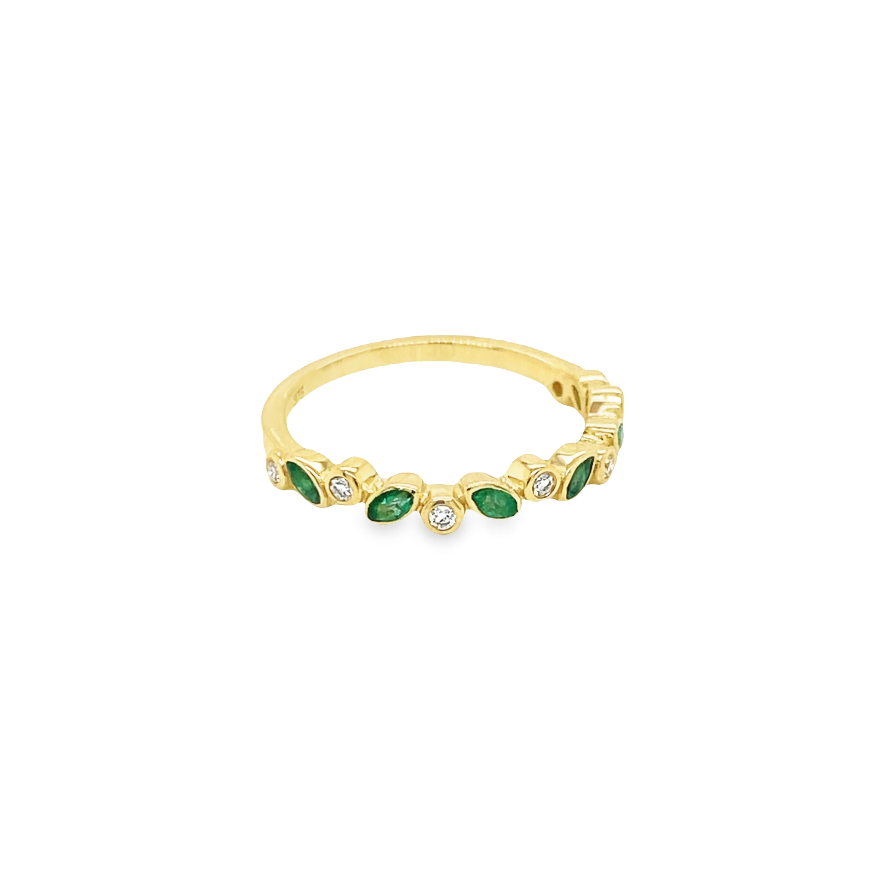 9ct Yellow Gold Emerald and Diamond Fancy Cut Ring