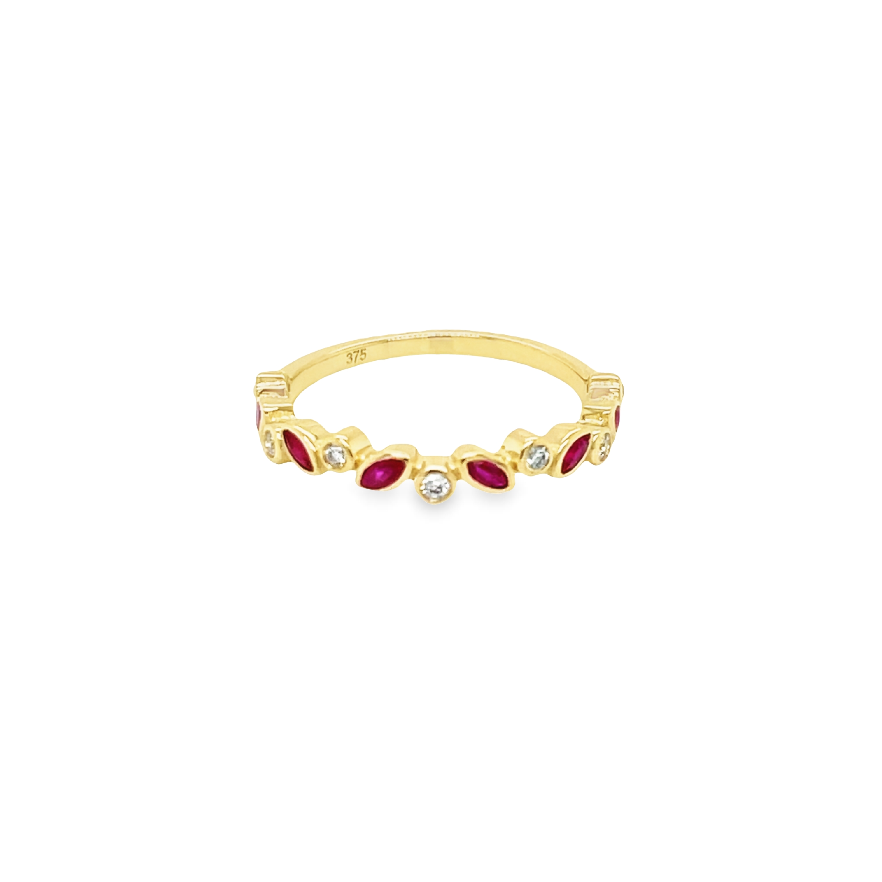 9ct Yellow Gold Ruby and Diamond Fancy Cut Ring