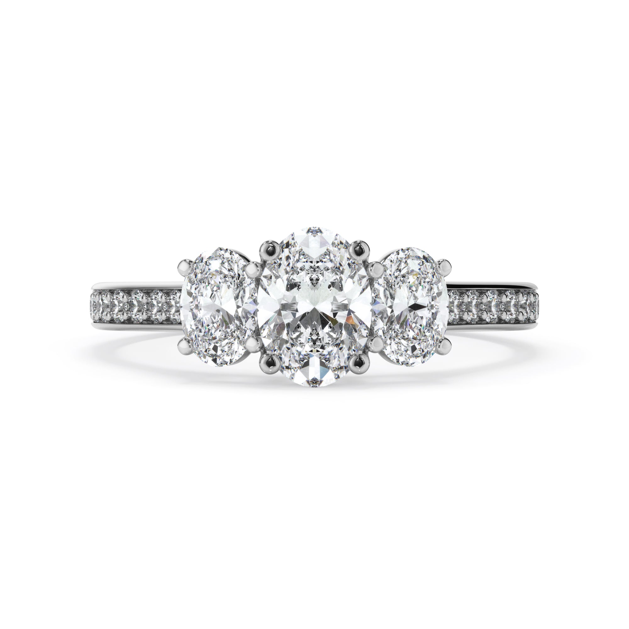 18ct White Gold Oval Trilogy Diamond Ring