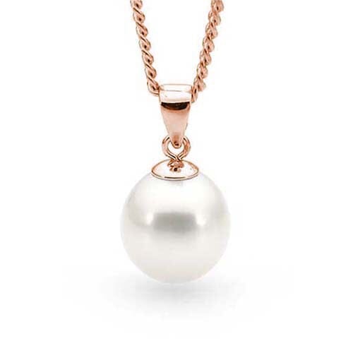 9ct Rose Gold White Freshwater Pearl Pendant