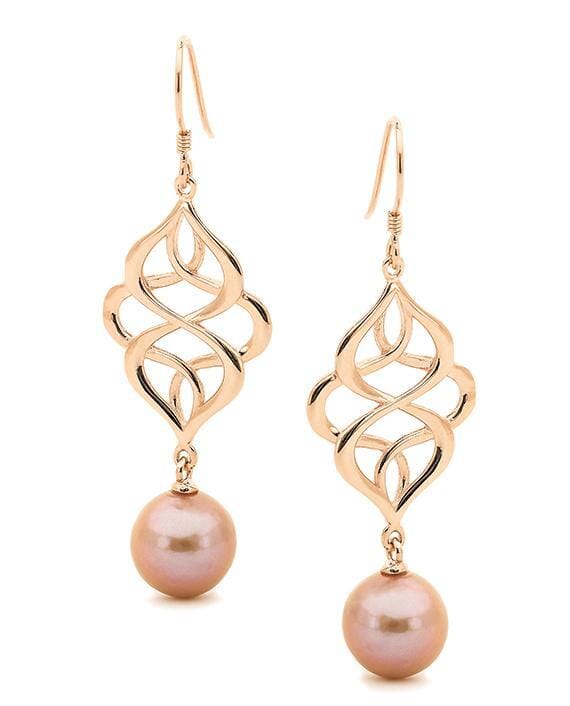 Pink pearl dangle deals earrings