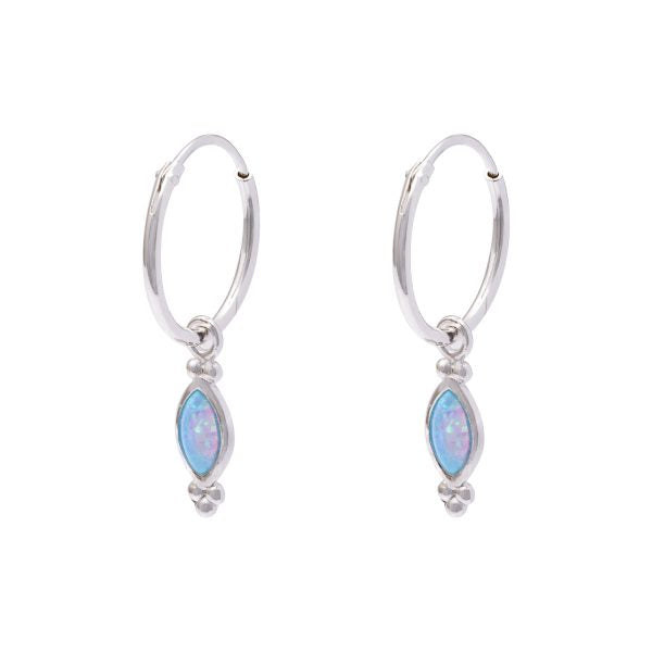 Sterling Silver Blue Opalite Marquise Shaped Drop Earrings