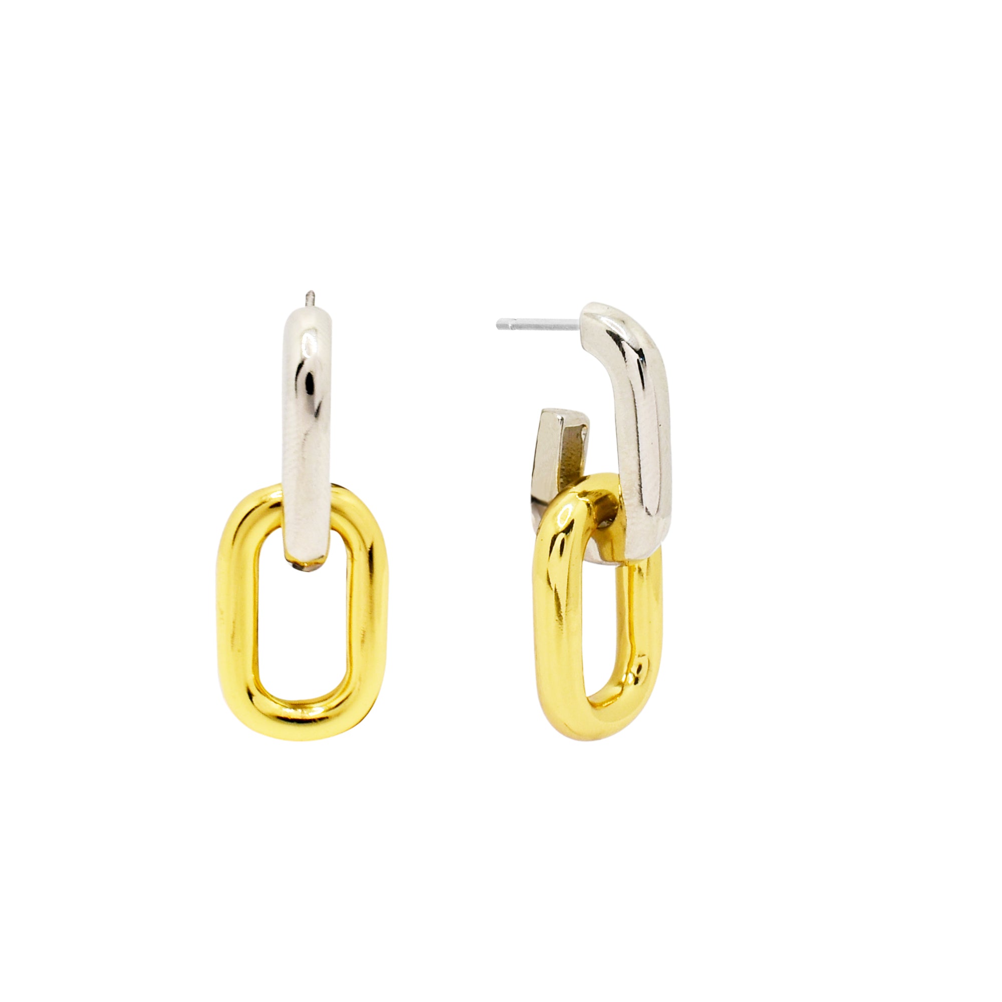 Sterling Silver and Gold Plated Paperclip Drop Earrings