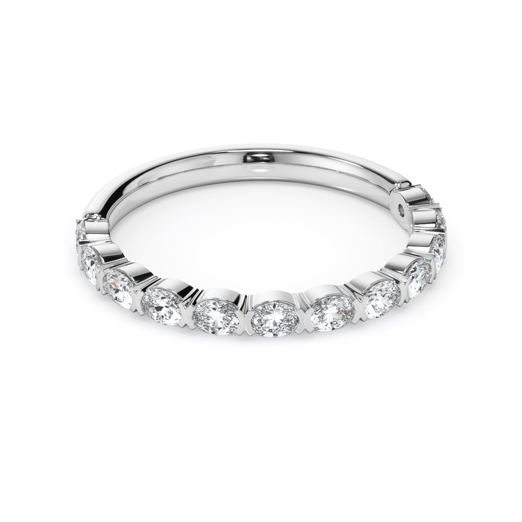 18ct White Gold Oval Diamond Set Ring