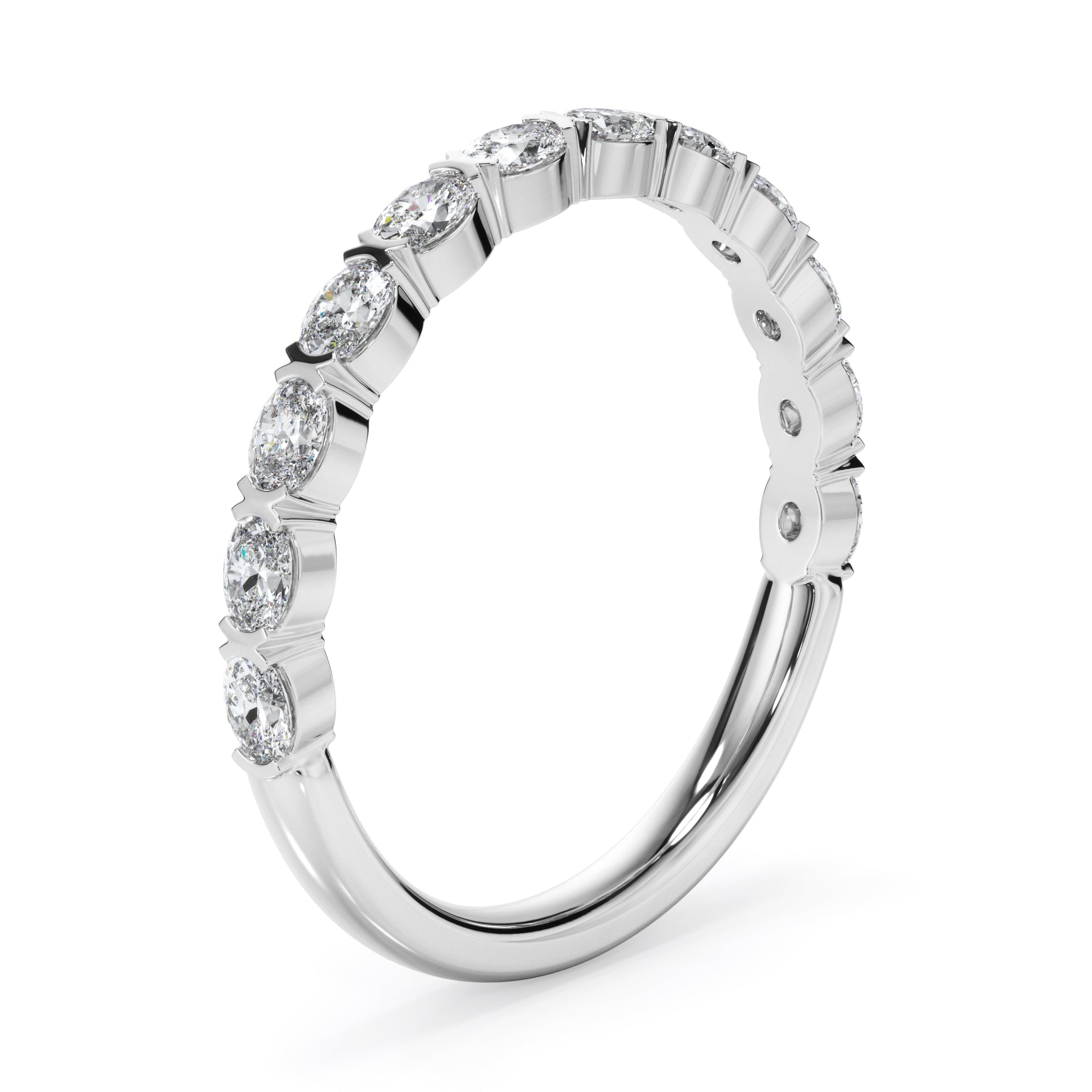 18ct White Gold Oval Diamond Set Ring