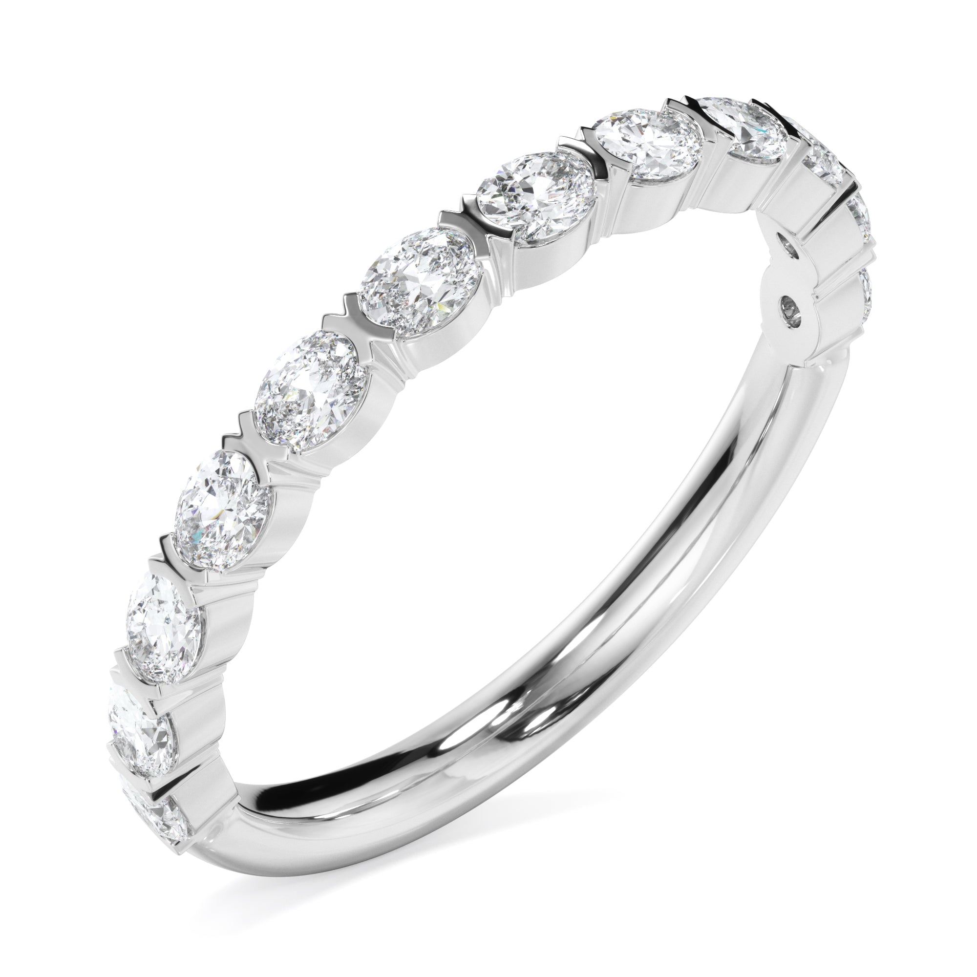 18ct White Gold Oval Diamond Set Ring