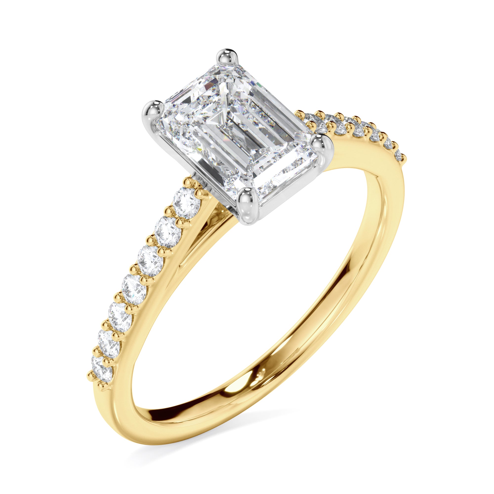 18ct Yellow Gold Emerald Cut Diamond Ring