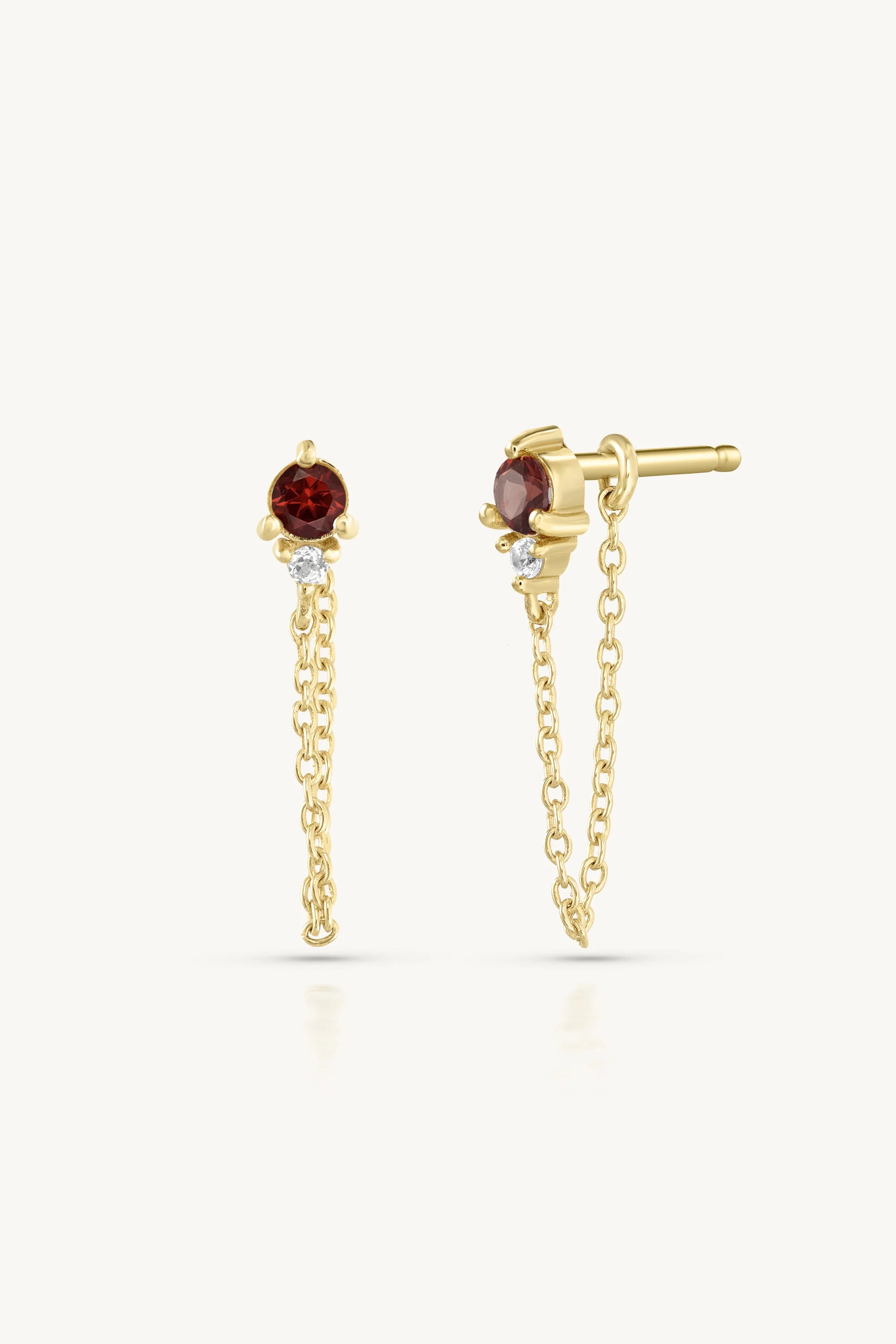 Toni May January Garnet Birthstone Gold Stud