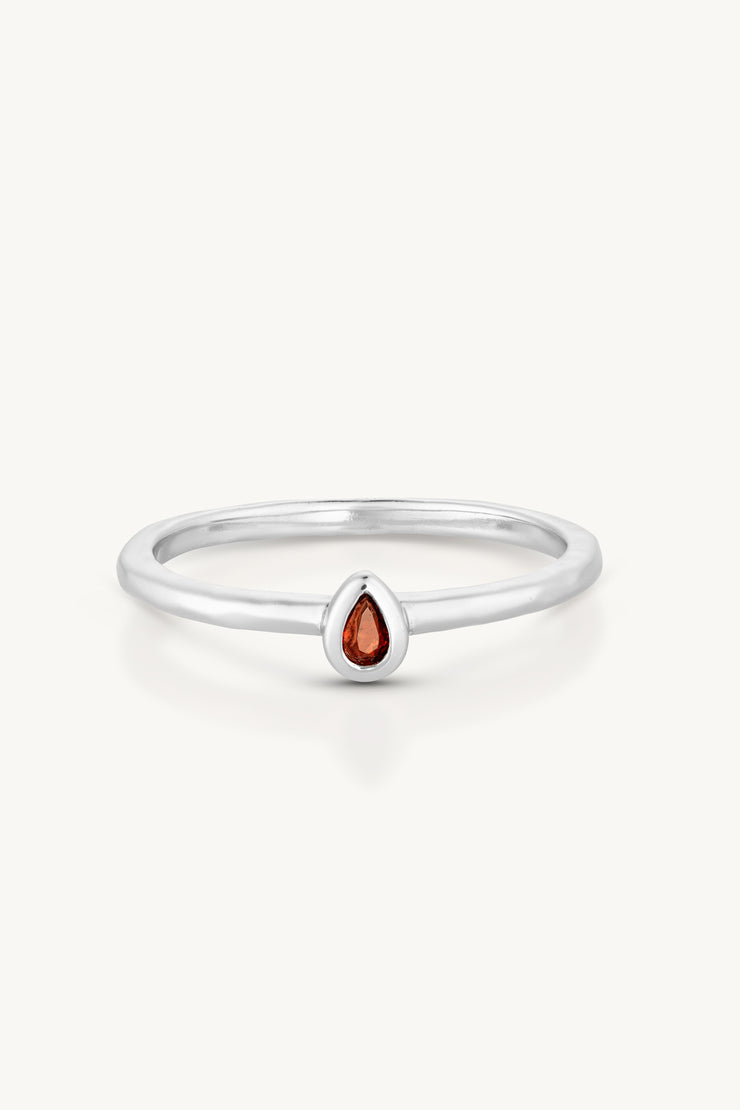 Toni May Petite January Garnet Silver Stacker