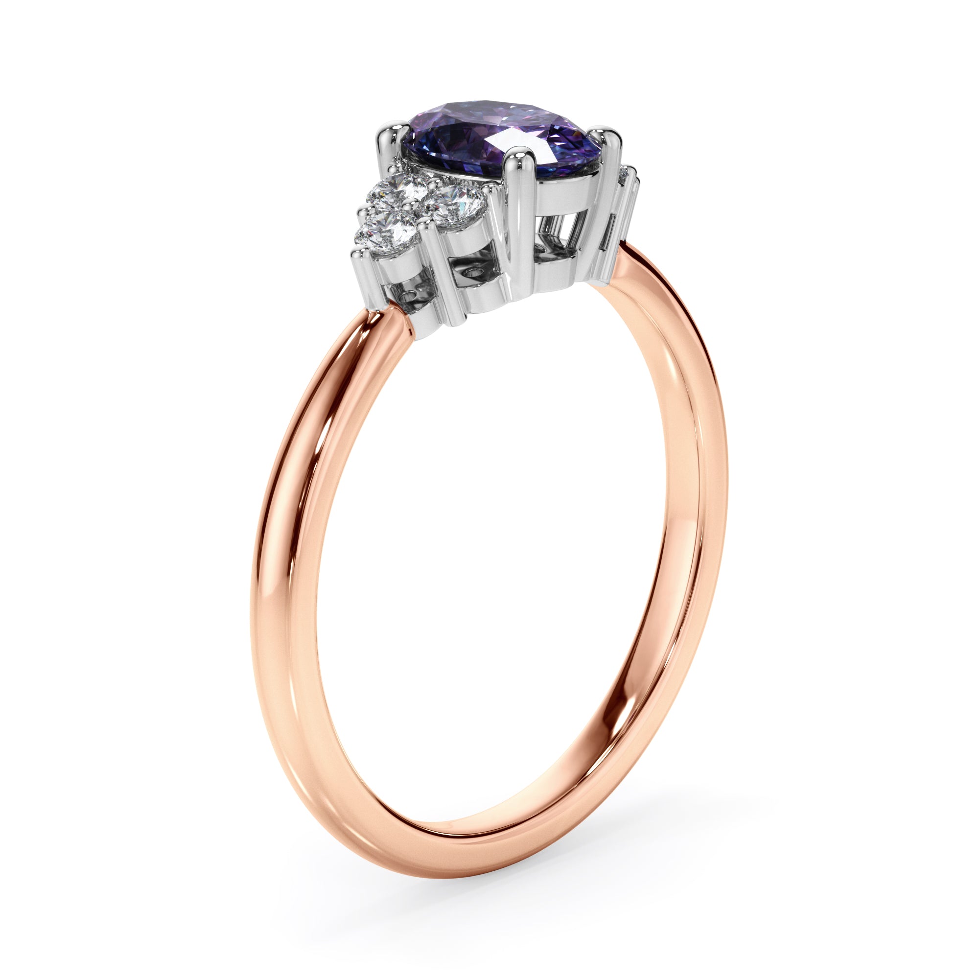 18ct Rose Gold Alexandrite and Diamond Dress Ring