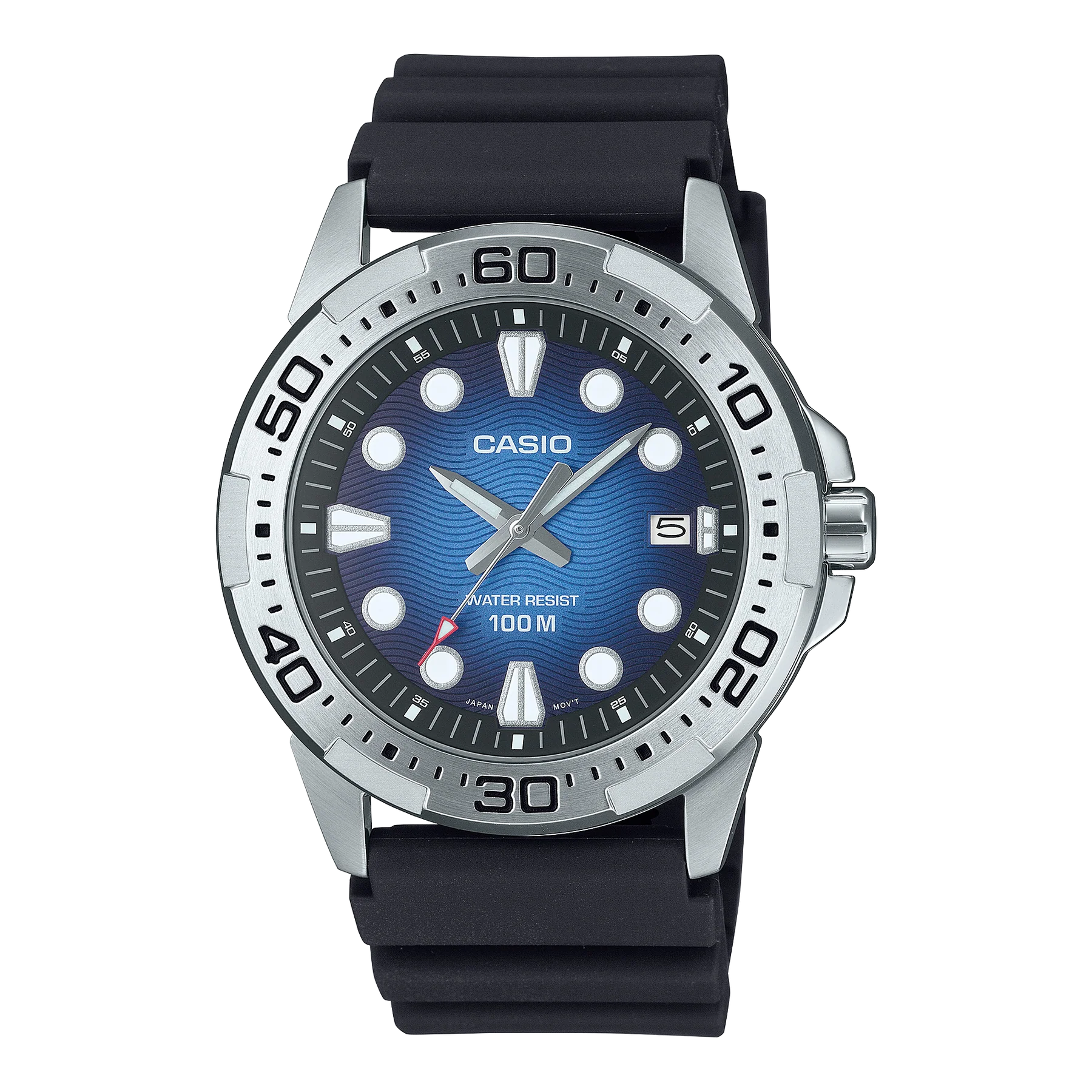 Casio Analogue Diver Blue face Black resin band Watch MTD140-2A