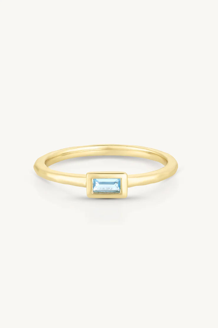 Toni May Petite March Swiss Topaz Gold Stacker