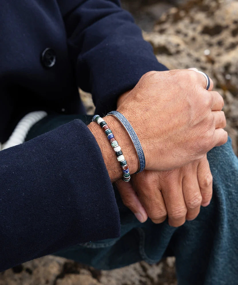Pig and Hen Navarch 9mm Bracelet Striato Silver