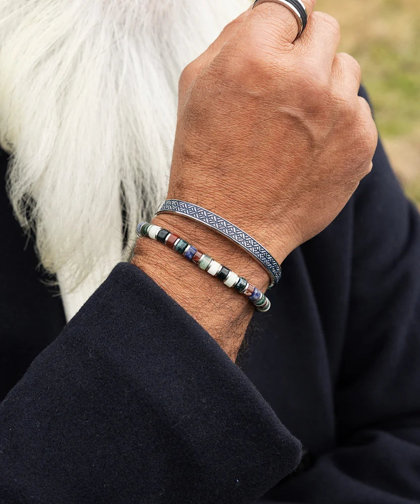 Pig and Hen Navarch 9mm Bracelet Striato Silver
