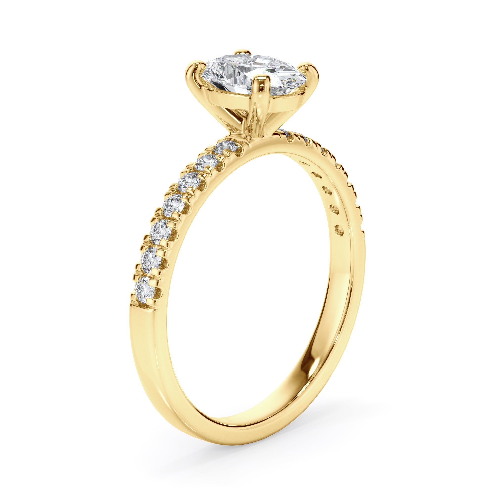 18ct Yellow Gold Oval Cut Diamond Engagement Ring with Shoulder Stone