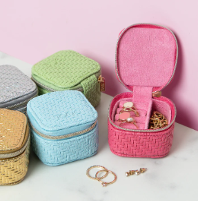 Mini Jewellery Cube - Herringbone Raspberry