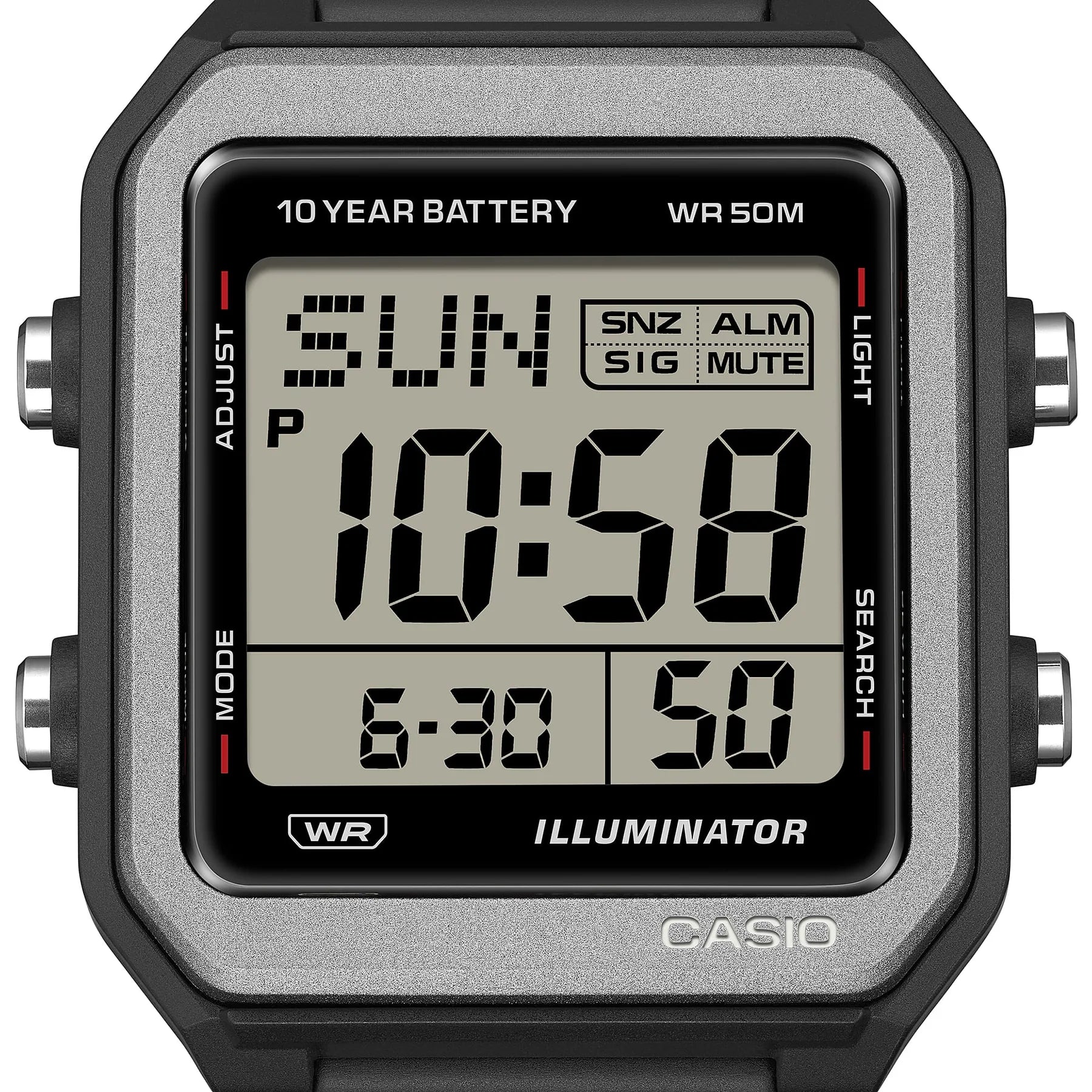 Casio Digital- Gray case black resin band