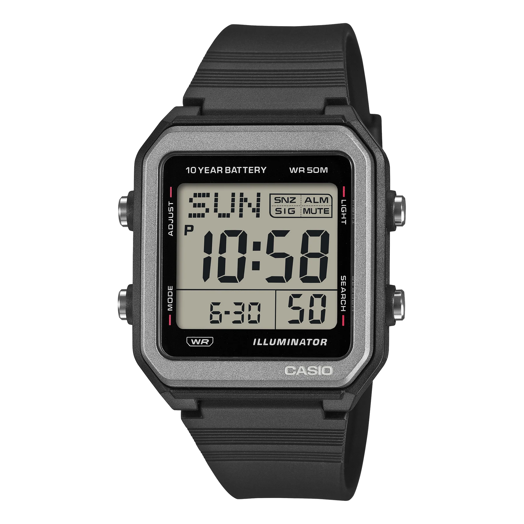 Casio Digital- Gray case black resin band