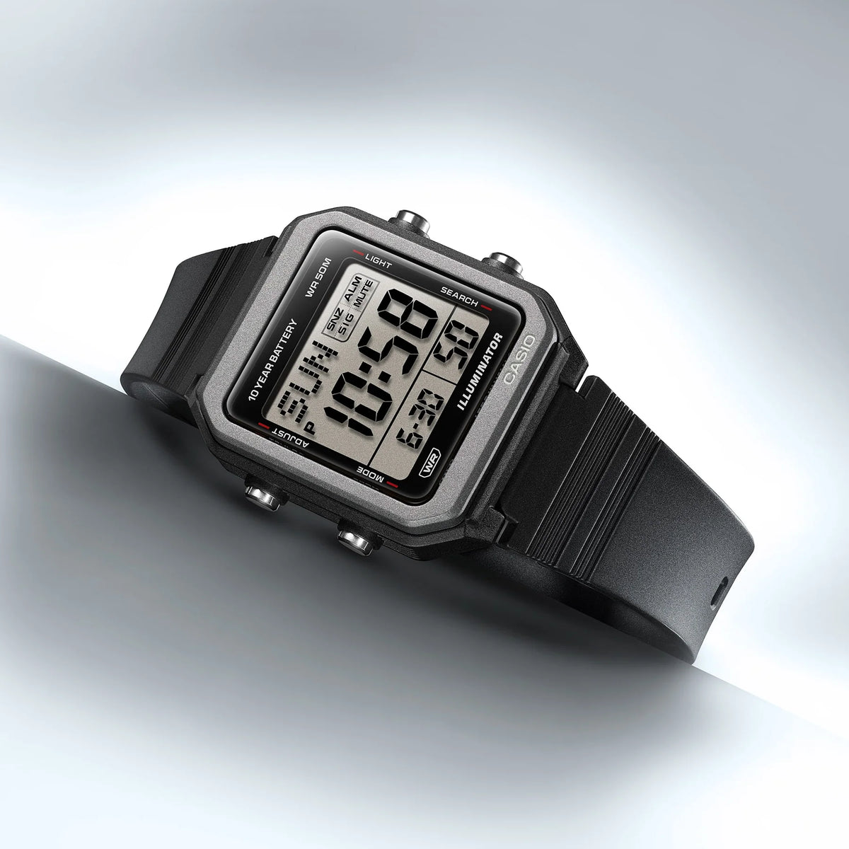 Casio Digital- Gray case black resin band