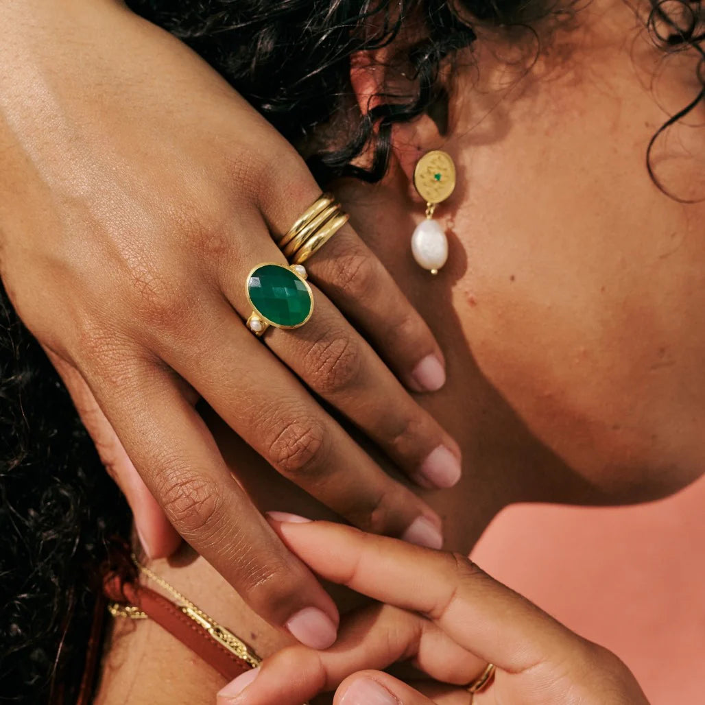 Murkani Green Onyx & Pearl Ring